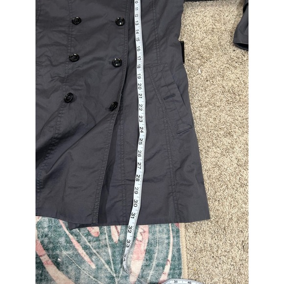 Banana Republic Trench Coat Dark Grey Petite S Preppy Tie Waist Belted - Picture 8 of 8